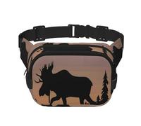 GSGCSBYMLG Moose Mountain Sac banane carré double couche Motif sapin sauvage, Noir , Taille unique