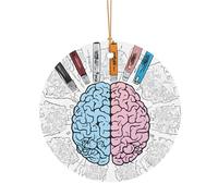 GSGCSBYMLG Pendentif rond en aluminium imprimé cerveau humain décoration arbre de Noël décoration à suspendre