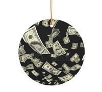 GSGCSBYMLG Pendentif rond en aluminium imprimé dollar pour sapin de Noël