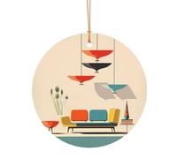 GSGCSBYMLG Pendentif rond en aluminium imprimé moderne du milieu du siècle Décoration d'arbre de Noël à suspendre