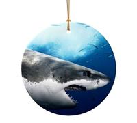 GSGCSBYMLG Pendentif rond en céramique imprimé 3D en forme de requin - Plusieurs tailles disponibles