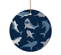 GSGCSBYMLG Pendentif rond en céramique imprimé requin bleu en plusieurs tailles