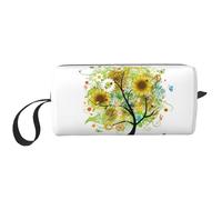 GSGCSBYMLG Petite trousse de maquillage de voyage avec motif arbre floral avec marguerites, tournesols, papillons, coccinelles, insectes