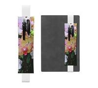 GSGCSBYMLG Porte-stylo en cuir imprimé orchidées, marque-page, blanc, Taille unique, Pochette à monnaie