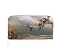 GSGCSBYMLG Portefeuille à main en cuir imprimé canards sauvages chasseurs volants hommes femmes fermeture éclair pochette porte-cartes, Noir , Taille unique