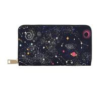 GSGCSBYMLG Portefeuille de voyage en cuir imprimé constellation amas d'étoiles galaxies grand portefeuille de voyage homme femme fermeture éclair pochette porte-cartes, blanc, Taille unique