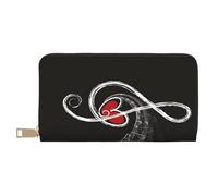 GSGCSBYMLG Portefeuille de voyage en cuir imprimé symboles de musique amour grand portefeuille homme femme fermeture éclair pochette porte-cartes, blanc, Taille unique