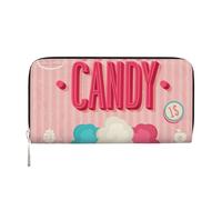 GSGCSBYMLG Portefeuille en cuir imprimé Cotton Candy pour homme et femme avec fermeture éclair, Noir , Taille unique