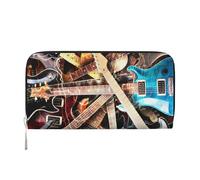 GSGCSBYMLG Portefeuille en cuir imprimé guitare électrique magique pour homme et femme avec fermeture éclair, Noir , Taille unique