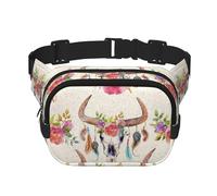 GSGCSBYMLG Sac banane carré double couche imprimé crâne de taureau coureur, Noir , Taille unique