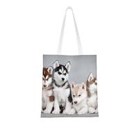 GSGCSBYMLG Sac de courses avec imprimé chiens husky chiots, sac fourre-tout, sac de rangement lavable