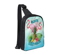 GSGCSBYMLG Sac de poitrine imprimé flamant rose tropical, double poche, sac de poitrine à bandoulière