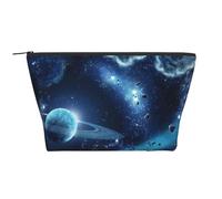 GSGCSBYMLG Sac de rangement quotidien imprimé lune, étoiles et planètes, sac de rangement de voyage avec fermeture éclair, trousse de toilette portable, Noir , Taille unique