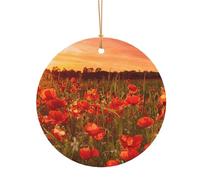 GSGCSBYMLG Sunset Flower Field Pendentif rond en aluminium pour sapin de Noël