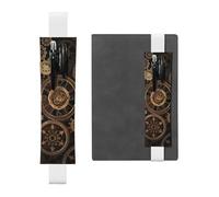 GSGCSBYMLG Trousse à crayons en cuir avec inscription « Gears Clock » - Bronze, blanc, Taille unique, Pochette à monnaie