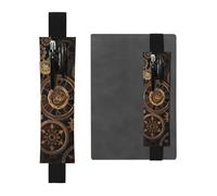 GSGCSBYMLG Trousse à crayons en cuir avec inscription « Gears Clock » - Bronze, Noir , Taille unique, Pochette à monnaie