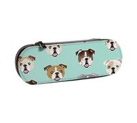 GSGCSBYMLG Trousse à crayons en cuir imprimé avec visages de bouledogue anglais