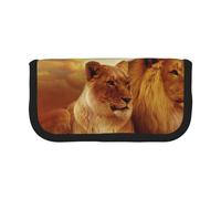 GSGCSBYMLG Trousse à crayons en toile imprimée lion africain et lionne
