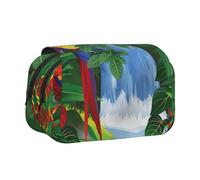 GSGCSBYMLG Trousse à stylos à double clapet avec motif ara et toucan perché des forêts tropicales américaines, Noir , Taille unique, Pochette à monnaie