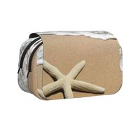 GSGCSBYMLG Trousse à stylos à double coquillage 3D avec motif étoile de mer sur plage et sable, Noir , Taille unique, Pochette à monnaie