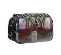 GSGCSBYMLG Trousse à stylos à double coquillage avec imprimé du jour commémoratif patriotique des soldats militaires américains, Noir , Taille unique, Pochette à monnaie