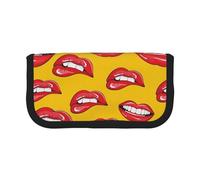 GSGCSBYMLG Trousse à stylos en toile imprimée avec inscription « Sming and Biting Her Red Lips » - Pour femme