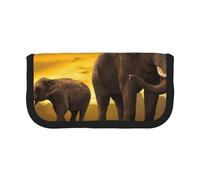 GSGCSBYMLG Trousse à stylos en toile imprimée éléphant coucher de soleil parent-enfant pochette de rangement portable