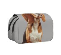GSGCSBYMLG Trousse à stylos portable à double coquillage imprimé chien beagle mignon, Noir , Taille unique, Pochette à monnaie