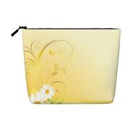 GSGCSBYMLG Trousse de toilette de voyage avec fleurs de camomille et papillons volants, faux chanvre, Noir , Taille unique