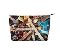 GSGCSBYMLG Trousse de toilette de voyage en velours côtelé imprimé musique guitare électrique magique, Noir , Taille unique