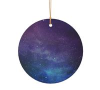 GSGCSBYMLG Univers avec étoiles galaxie Interstellaire pendentif rond en aluminium imprimé arbre de Noël décoration à suspendre