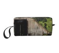 GSGCSBYMLG Vieille grange en bois avec tracteur rouillé imprimé petit sac de maquillage trousse de toilette de voyage