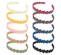 GSHLLO Lot de 12 bandeaux à fleurs en plastique - Jolis bandeaux colorés pour filles - Bandeaux tendance à fleurs colorées - Serre-tête fantaisie - Anneaux à cheveux antidérapants avec dents pour