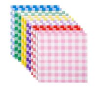 GSHLLO Lot de 120 feuilles de serviettes de table carrées en papier à carreaux colorés, 12,5 x 12,5 cm, vichy de couleur pastel, serviettes de table décoratives pour boissons pour fête sur le thème du
