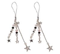 GSHLLO Lot de 2 breloques décoratives en forme d'étoile pour téléphone portable, étui de téléphone, chaîne de téléphone, breloques décoratives pour téléphone portable, sac et porte-clés