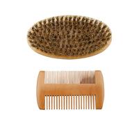 GSHLLO Lot de 2 brosses et peignes à barbe en bois et poils de sanglier pour homme
