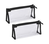 GSHLLO Lot de 2 trousses de maquillage portables en plastique transparent avec fermeture éclair pour le bureau et la maison - Noir