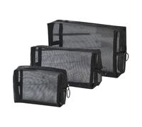 GSHLLO Lot de 3 trousses de maquillage en maille avec fermeture éclair - Portable - Trousse de toilette pour produits de beauté - Pochette de rangement transparente pour rouges à lèvres et écouteurs
