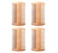 GSHLLO Lot de 4 peignes à barbe en bois à double dents avec dents fines et épaisses pour barbe, moustache, cheveux