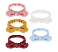 GSHLLO Lot de 5 bandeaux à oreilles de lapin noués pour bébé - En coton extensible - Accessoire de cheveux mignon fait à la main pour enfants