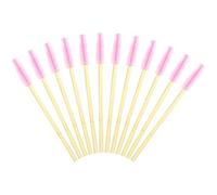 GSHLLO Lot de 50 pinceaux de maquillage pour mascara avec manche en bambou Rose