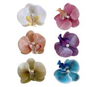 GSHLLO Lot de 6 pinces à cheveux phalaenopsis orchidée avec perles hawaïennes - Fleurs artificielles - Épingles à cheveux pour plage, mariage - Accessoires pour cheveux tropicaux pour bord de mer