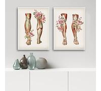 GSHRED Peinture sur toile d'anatomie musculaire - Art mural floral - Impression sur os d'hôpital - Décoration moderne - Sans cadre - 30 × 40 cm × 2 pièces