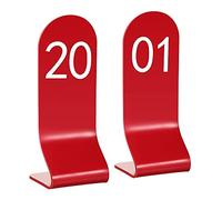 GSHUPIOU gli ospiti prenotano segnaletica Del posto, Restaurant Table Number Signs, Acrylic Double Sided Tabletop Signs 1-10/20 Restaurant Wedding Table Cards for Party，10x6x3cm(Rosso)