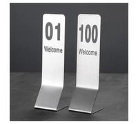 GSHUPIOU gli ospiti prenotano segnaletica Del posto, Stainless Steel 1-25/50/100, 7X2.4 inch Place Cards for Weddings, L-Shaped for Restaurant Cafe Bar Seating, Birthday Anniversary Events Party