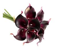 Gshy Fleurs Artificielles d'Arum Lys Calla Toucher Réaliste Fleurs pour Bouquets de Mariage Maison Hôtel Jardin Tissu 4PCS (Pourpre)