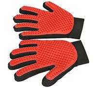 Gshy Gant de Toilettage Massage pour Chien Chat Brosse de Nettoyage Bain pour Animaux Peigne de Massage Epilateur pour Poils Cheveux Longs Courts en Caoutchouc 1 Paire (Rouge)