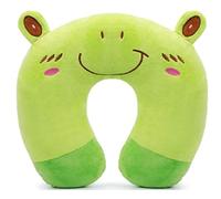 Gshy Joli Coussin Cale-Nuque à Motif d'animaux de Dessin Animé Coussin de Voyage Doux en Forme de U pour Reposer Le Cou en Voiture Avion Enfant (Grenouille)
