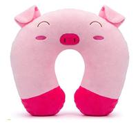 Gshy Joli Coussin Cale-Nuque à Motif d'animaux de Dessin Animé Coussin de Voyage Doux en Forme de U pour Reposer Le Cou en Voiture Avion Enfant (Cochon Rose)