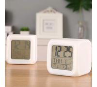 Gshy Réveil Digital LED Horloge Numérique avec 7 Couleurs Affichage l’Heure Date et Température LED Reveil Cube Lumineux Horloge Veilleuse